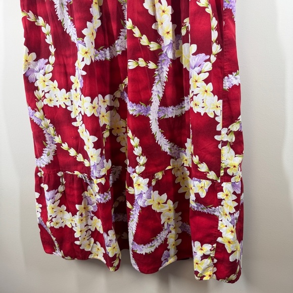 Vintage Royal Hawaiian Creations Puff Sleeves Red Floral Dress Size 4XL - Picture 4 of 14